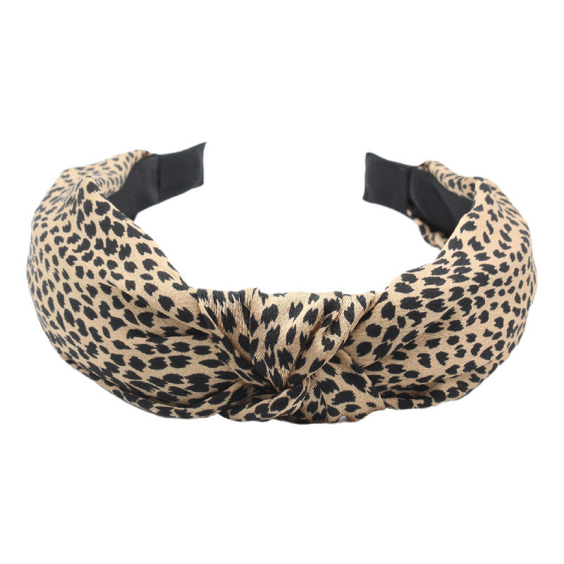 Fabric Craft Knotted Headdress Vintage Leopard Print Wide Brim Hair Band