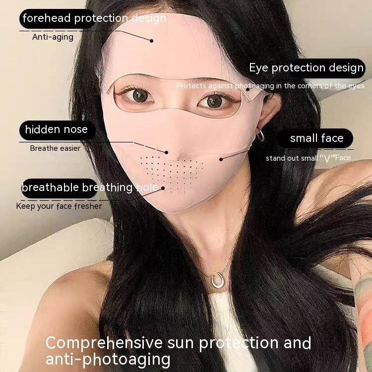 Mascarilla protectora solar facial completa Facekini, transpirable, fina, de seda helada