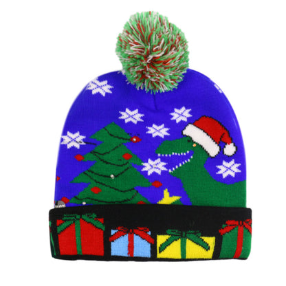 Gorro navideño de punto con luces LED