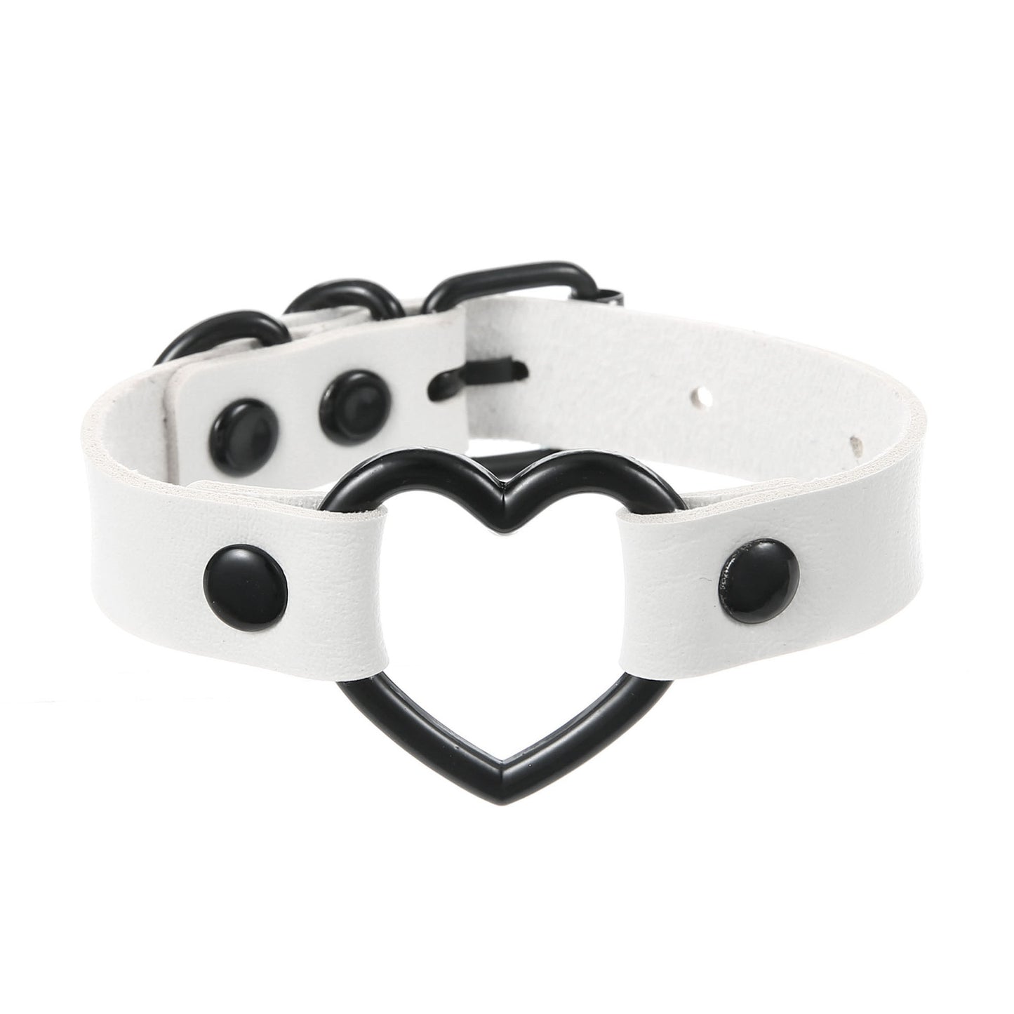 Pulsera de cuero hueca con forma de corazón de melocotón oscuro, estilo punk, moderna y elegante