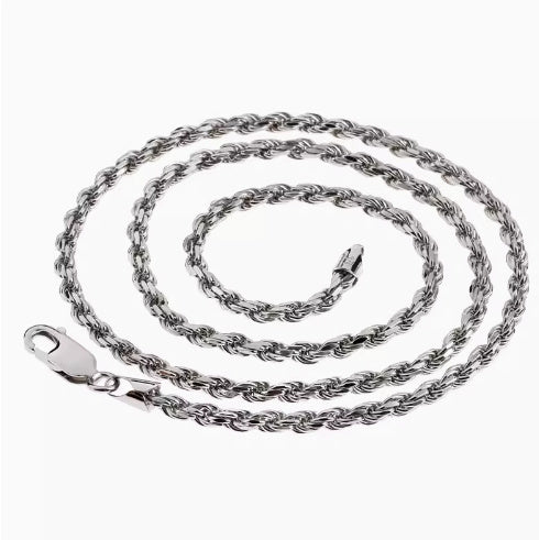 S925   Sterling Silver Plated Fried Dough Twists Chain Necklace For Men And Women