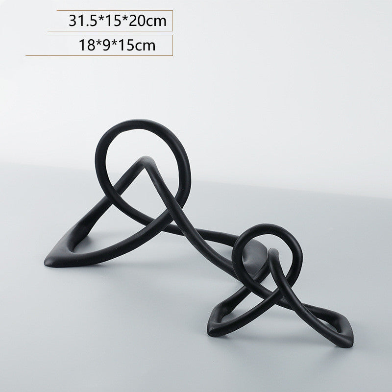 Simple And Modern Black Resin Twisted Knot Abstract Geometric Ornaments