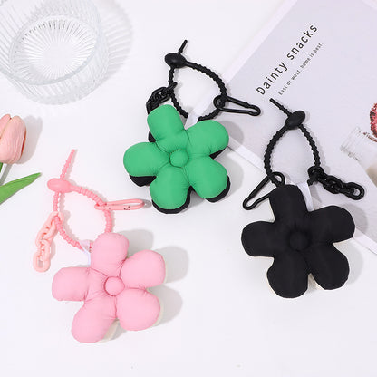 Ins Women's Cute Flowers Double-sided Color Matching Fabric Flower Bends And Hitches Keychain