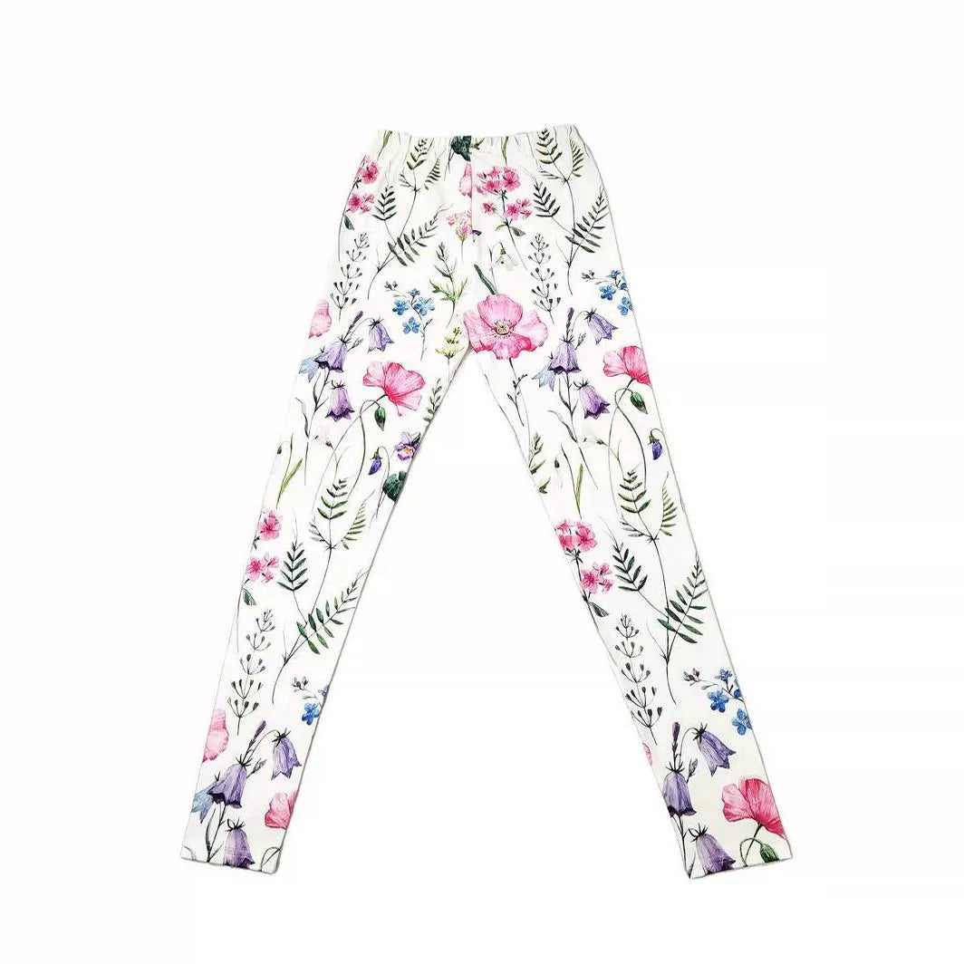 Leggings casuales ajustados con cintura elástica y estampado de flores para levantar la cadera