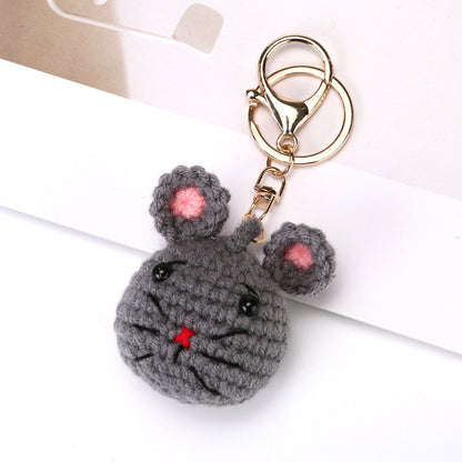 Hand-woven Bee Sad Hamster Keychain