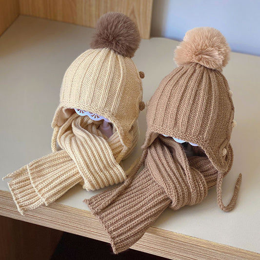 Conjunto de dos piezas de gorro y bufanda para niños, traje de bebé coreano