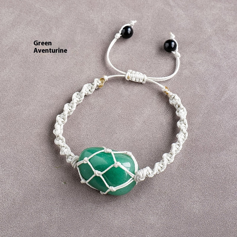 Pulsera de malla con piedra rodante de cristal natural