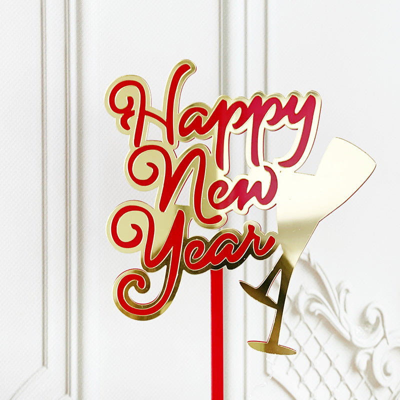 Acrylic New Year Cake Decoration Happy New Year Party Plugin