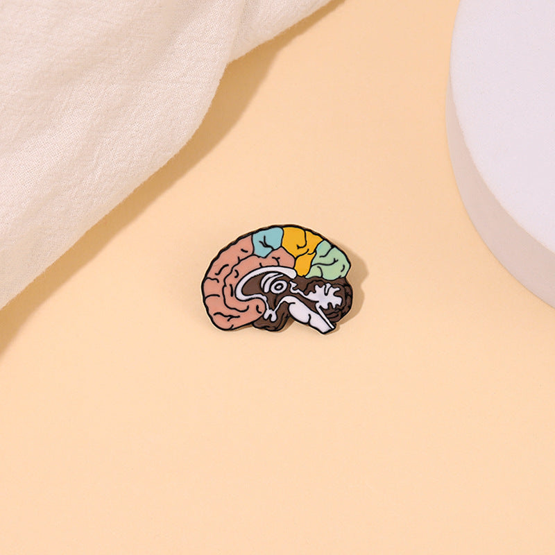 Color Brain Modeling Cartoon Ornament Alloy Dripping Badge