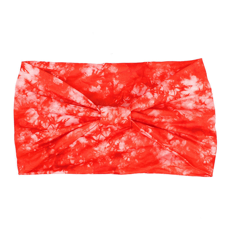 Pañuelo para la cabeza súper ancho para mujer con banda para el cabello absorbente del sudor deportivo con efecto tie-dye nuevo de estilo europeo y americano