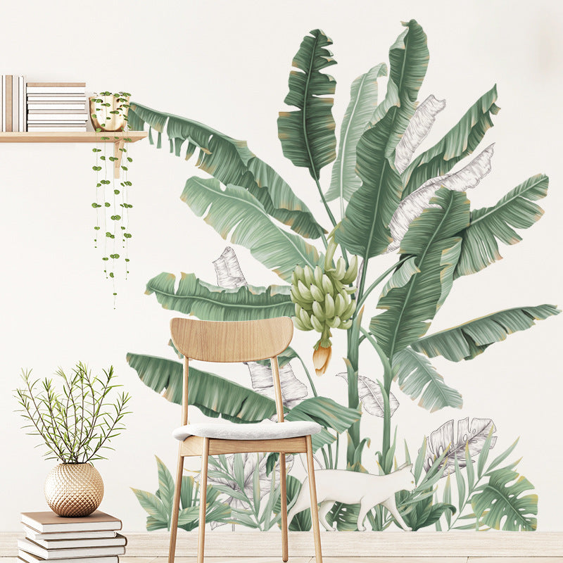 Banana Tree Bedroom Sofa Background Wall Decoration Pastoral Plant Wallpaper Skirting Wall Sticker