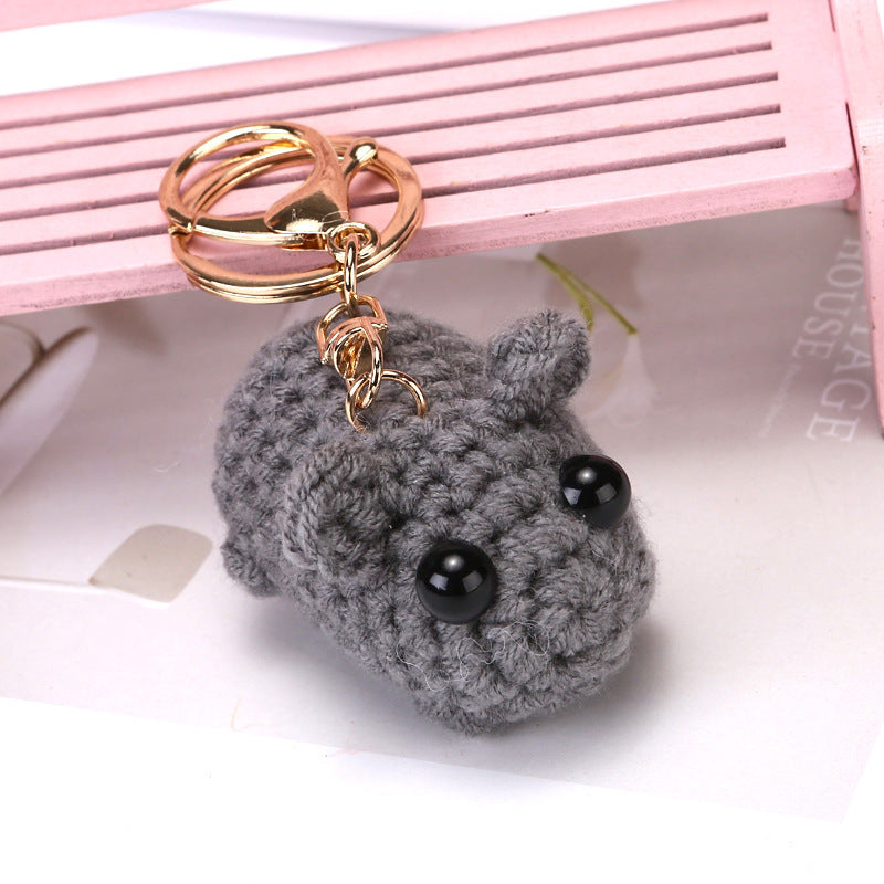 Hand-woven Bee Sad Hamster Keychain