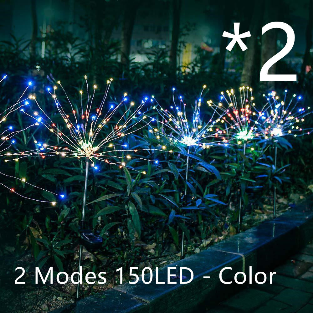 Nueva cadena de luces LED de fuegos artificiales solares con enchufe de tierra, cable de cobre, decoración de jardín al aire libre, luces de estrellas, luces navideñas