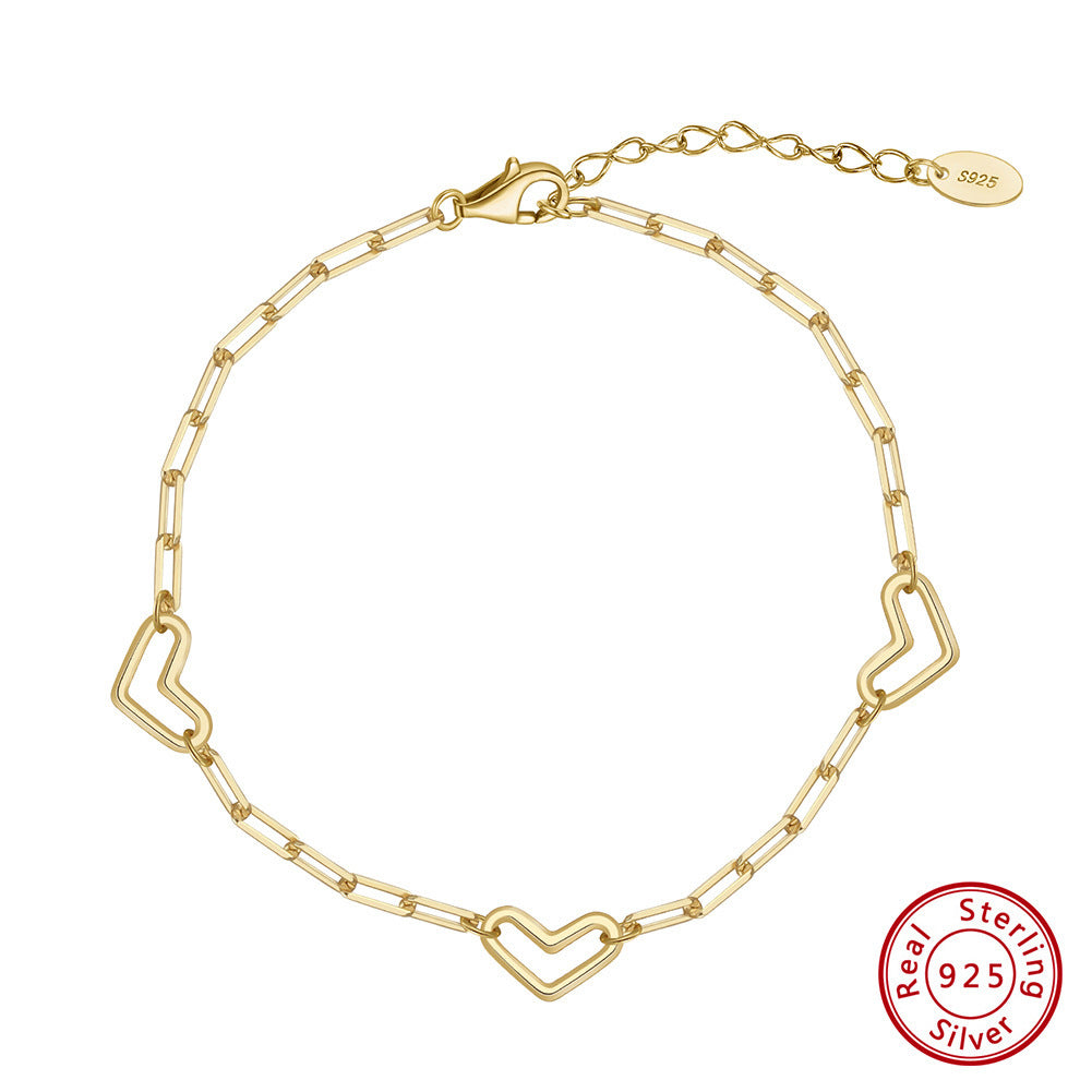 Pulsera con clip en forma de corazón en plata de ley S925