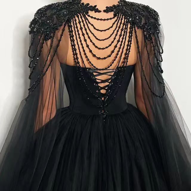 Vestido de noche negro estilo diario