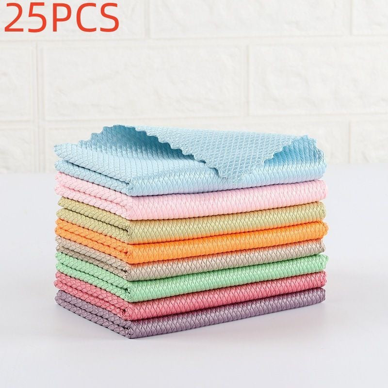 Fish Scale Rag Seamless Glass Cleaning Kitchen Absorbent Towel