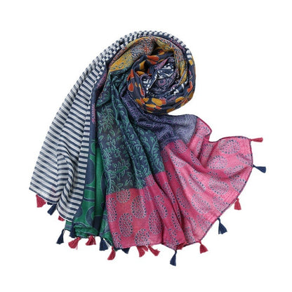 Retro Patchwork Bohemian Printed Cashew Scarf