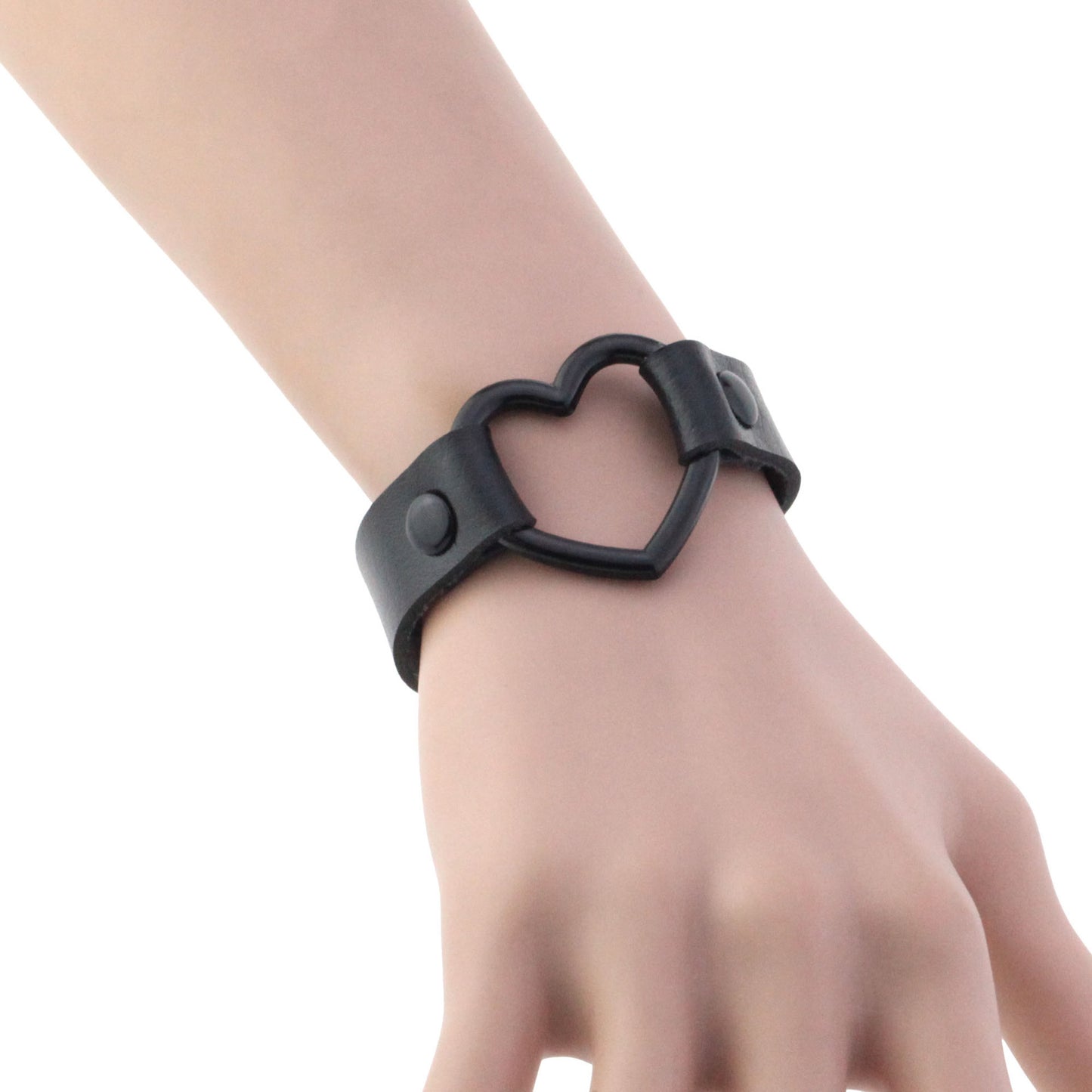 Pulsera de cuero hueca con forma de corazón de melocotón oscuro, estilo punk, moderna y elegante