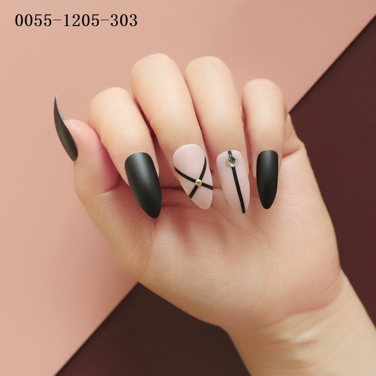 Fashionable Women's Long Pointed Nail Art With Sequins