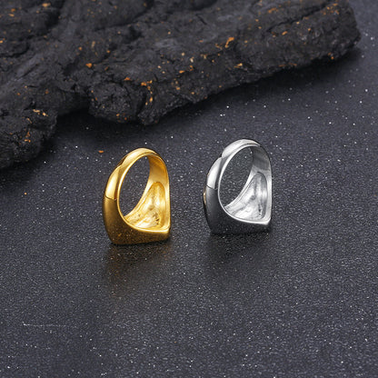 Anillo de acero inoxidable con forma de triángulo para hombre