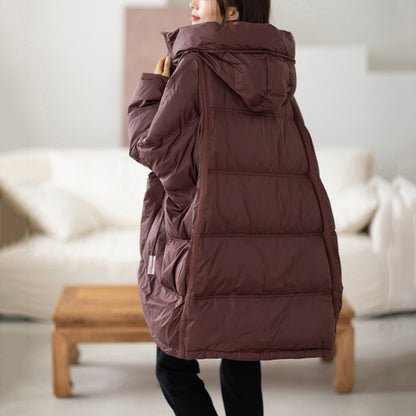 Plus Size White Duck Down Loose Down Jacket