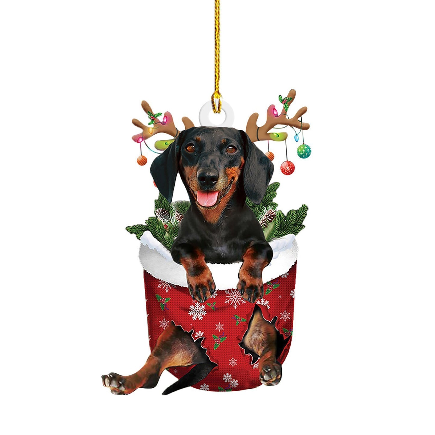 Adornos navideños con forma de salchicha para perros