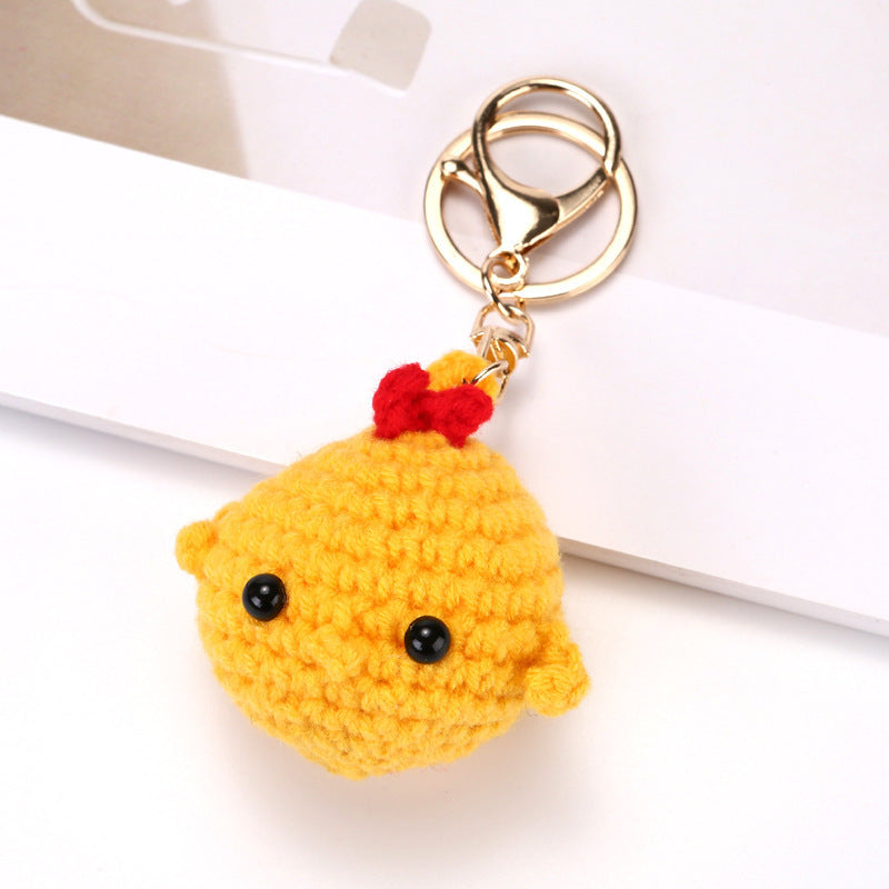 Hand-woven Bee Sad Hamster Keychain