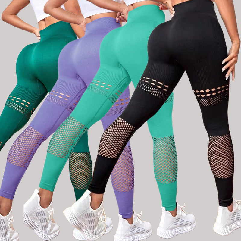 Pantalones de yoga huecos sin costuras para entrenamiento y fitness