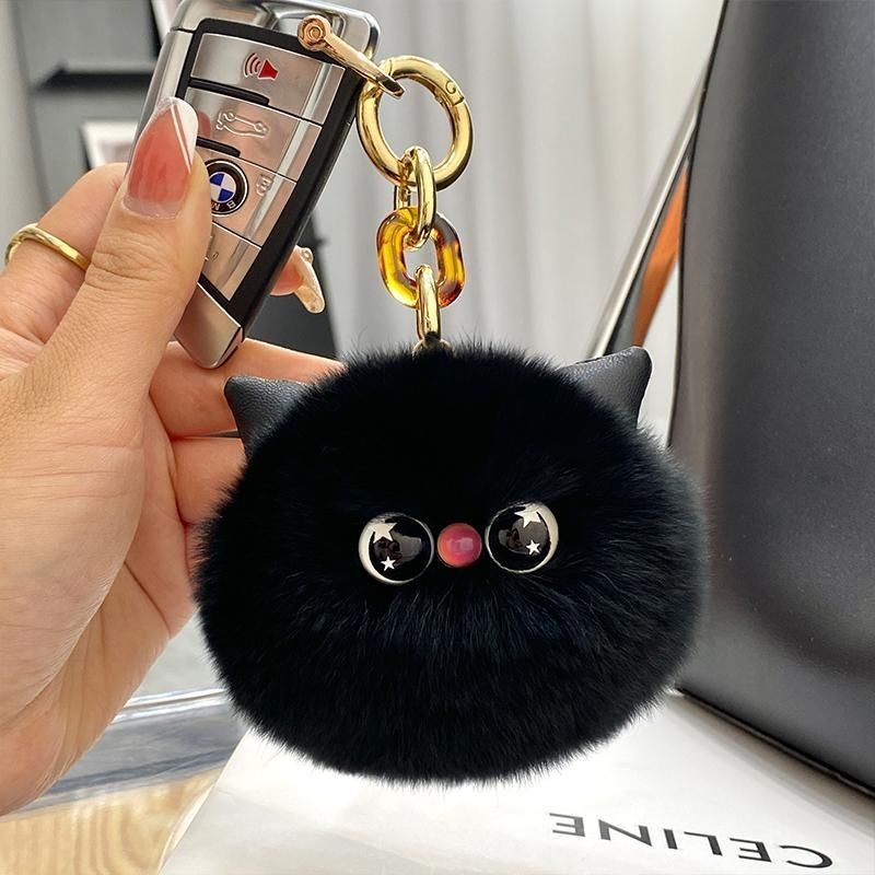 Llavero para coche de gatito midriasis con pelo de visón artificial