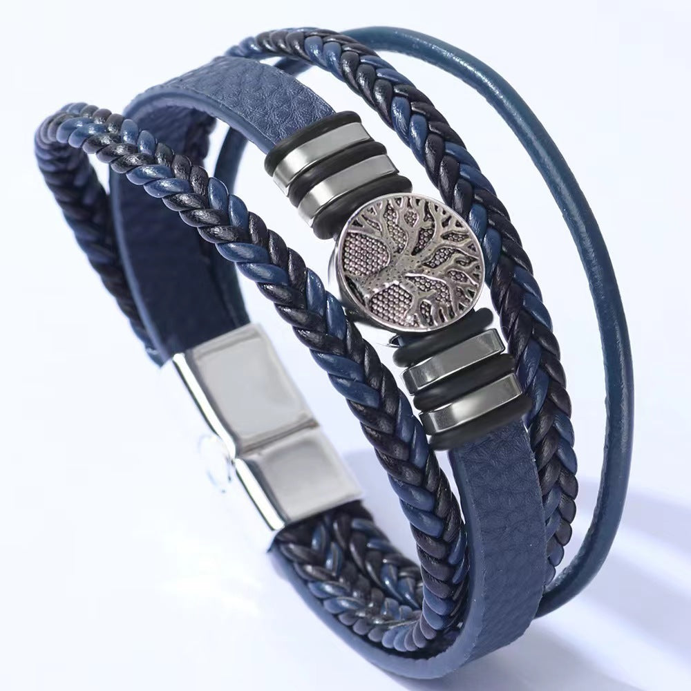 Pulsera de cuero para hombre con personalidad de moda