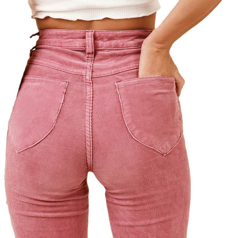 Pantalones acampanados de pana nuevos de moda, pantalones de pierna ancha para mujer, pantalones casuales de color sólido para la calle