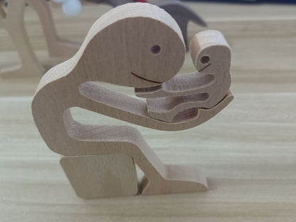 Figura de bricolaje, adorno de perro de madera, escultura, decoración del hogar, escultura de madera de un hombre y un perro, regalos de Navidad, modelo de decoración