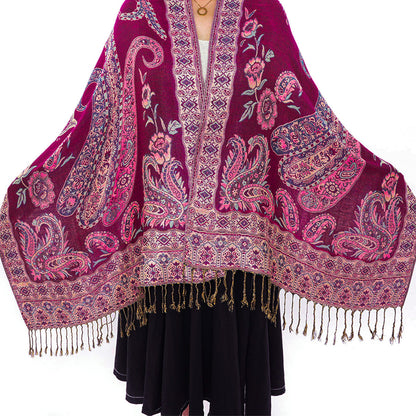 Talma estilo nacional bohemio retro jacquard anacardo