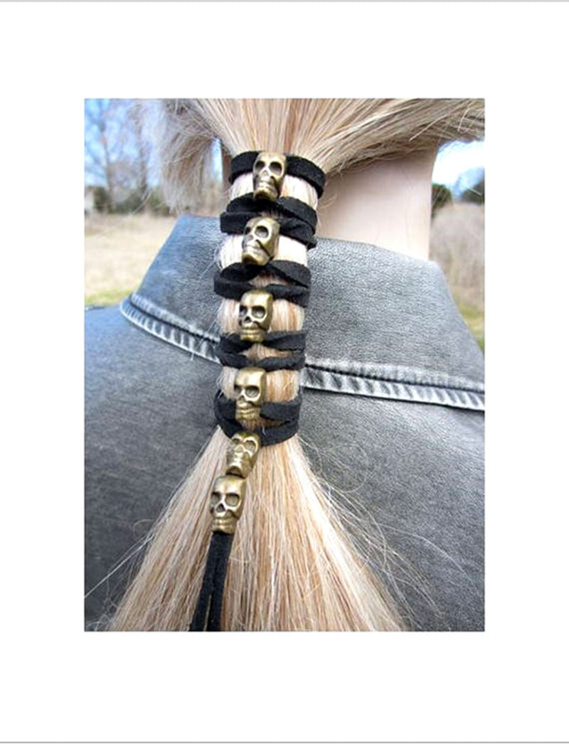 Accesorios para el cabello con forma de calavera de gran venta en Europa y América, cuerda de terciopelo, accesorios para el cabello hechos a mano