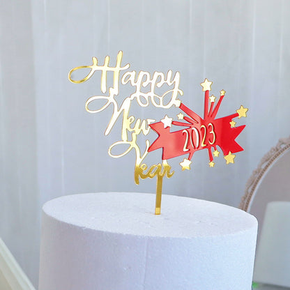 Acrylic New Year Cake Decoration Happy New Year Party Plugin