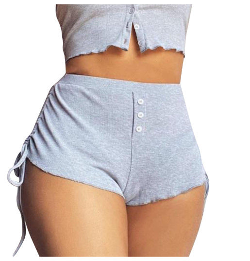 Pantalones cortos con cordón lateral estampado para mujer