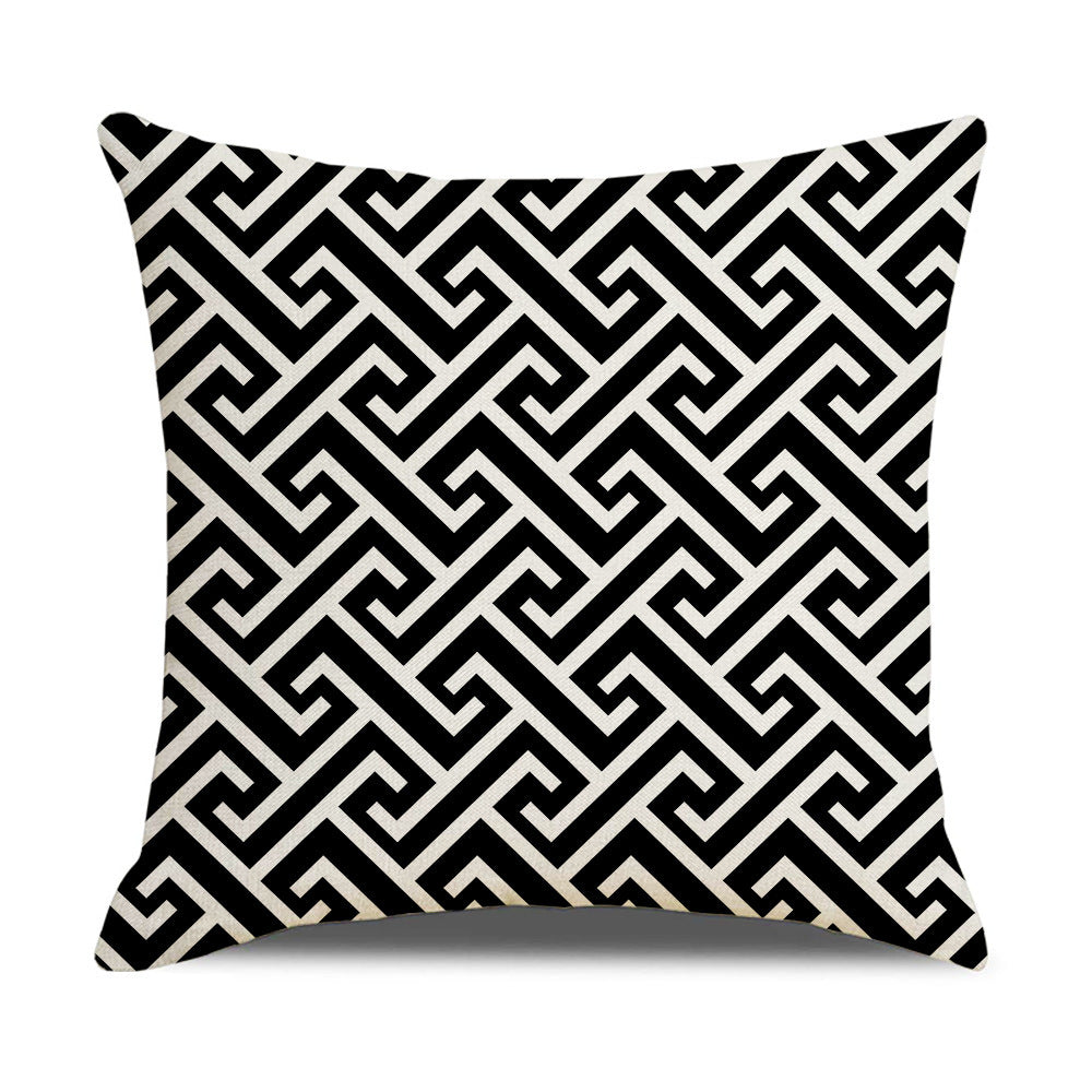 Funda de almohada transfronteriza Geometría simple Venta caliente Funda de almohada de lino Almohada de sofá Artículos para el hogar