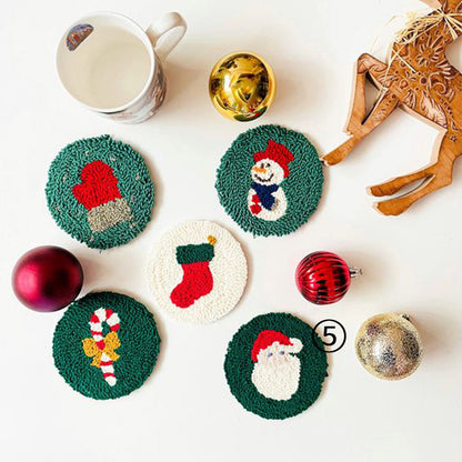 Christmas Poke Embroidery Coaster Material Package Handmade Heat Proof Mat Cloth Stamp