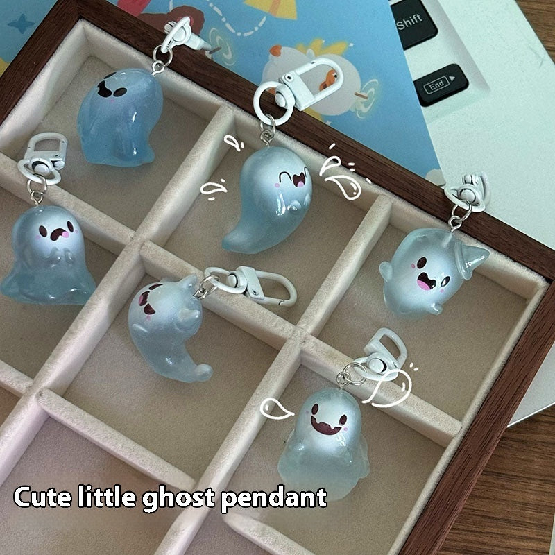 Halloween Jelly Ghost Keychain Cartoon Luminous Pendant