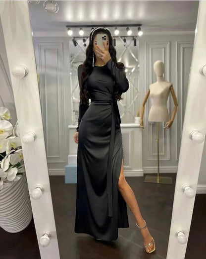 Hermoso vestido irregular ajustado a la cintura