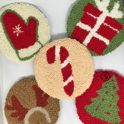 Christmas Poke Embroidery Coaster Material Package Handmade Heat Proof Mat Cloth Stamp