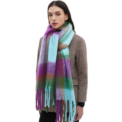 New Circle Yarn Thickened Plus-sized Plaid Scarf Shawl