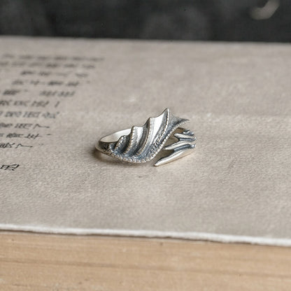 S925 Sterling Silver Dragon Wings Ring Hand Jewelry