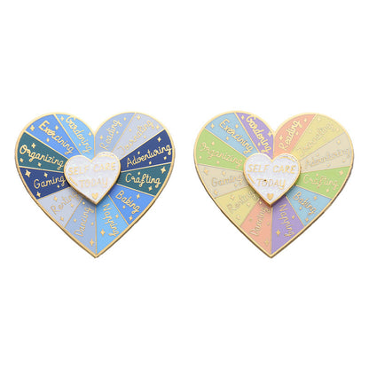 Women's Fashion Double Layers Loving Heart Shape Rotating Badge