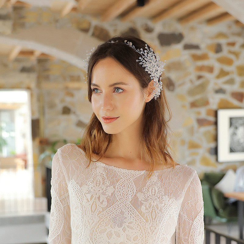 Diadema tejida a mano con diamantes de imitación para vestido de novia