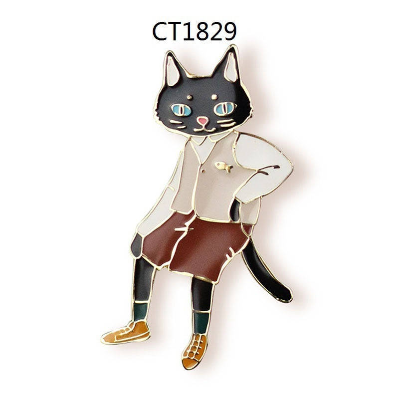 Broche de aleación de dibujos animados de animales lindos de metal con forma de gato y conejo