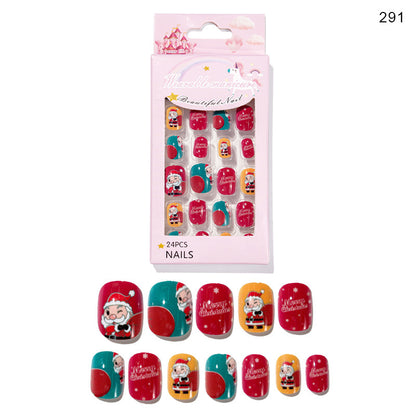 24 piezas de uñas navideñas para niños