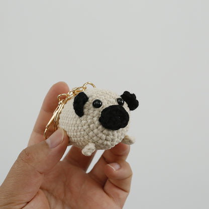 Pug Dog Hand-woven Doll Pendant Woven Women's Wool Crocheted Keychain Exquisite Hand-made Finished Product