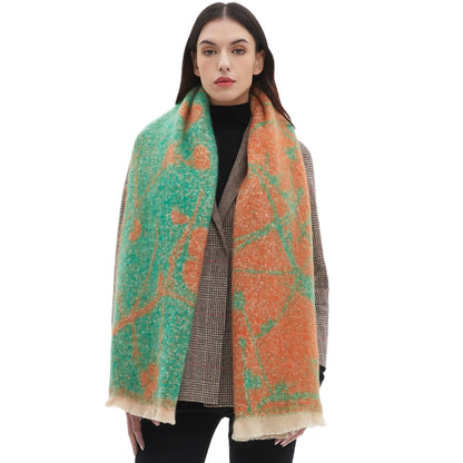 Bufanda de jacquard con flores tipo chal para mujer