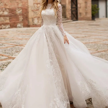 Vestido de novia exquisito de manga larga